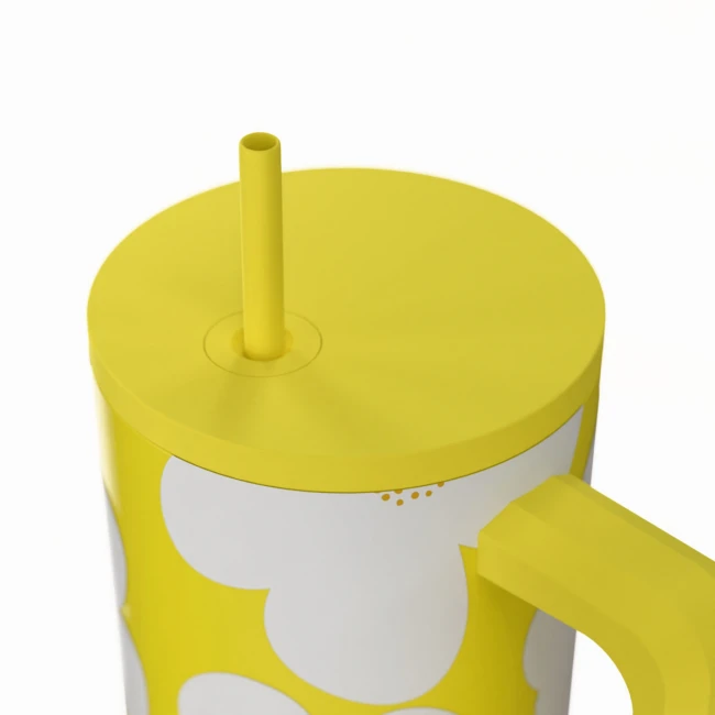 INSULATED STRAW TUMBLER XL SAVE THE AEGEAN 900ml YELLOW DAISY