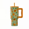 INSULATED STRAW TUMBLER XL SAVE THE AEGEAN 900ml PEACH GARDEN