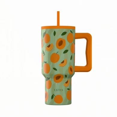 INSULATED STRAW TUMBLER XL SAVE THE AEGEAN 900ml PEACH GARDEN