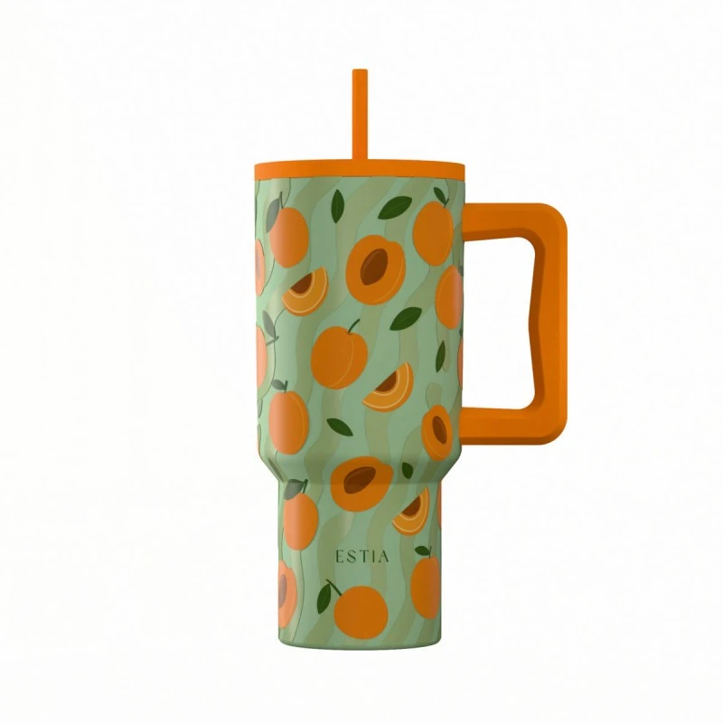 INSULATED STRAW TUMBLER XL SAVE THE AEGEAN 900ml PEACH GARDEN