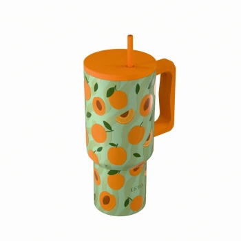 INSULATED STRAW TUMBLER XL SAVE THE AEGEAN 900ml PEACH GARDEN