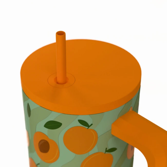 INSULATED STRAW TUMBLER XL SAVE THE AEGEAN 900ml PEACH GARDEN