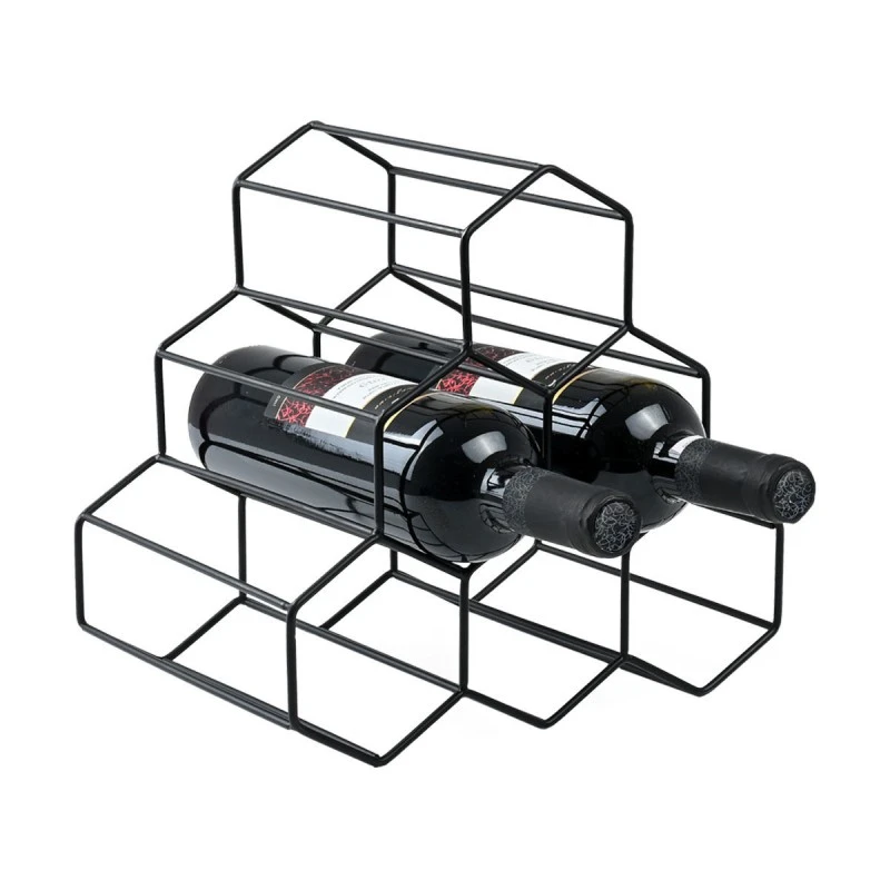 METALLIC WINE BOTTLE RACK PRISMA FOR 6 BOTTLES