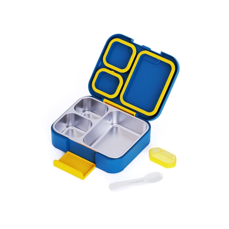 KIDS LUNCH BOX SAVE THE AEGEAN 750ml WITH 3 STAINLESS STEEL REMOVABLE COMPARTMENTS CITY HEROES