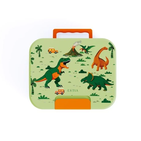 KIDS LUNCH BOX SAVE THE AEGEAN 750ml WITH 3 STAINLESS STEEL REMOVABLE COMPARTMENTS DINO EXPLORER