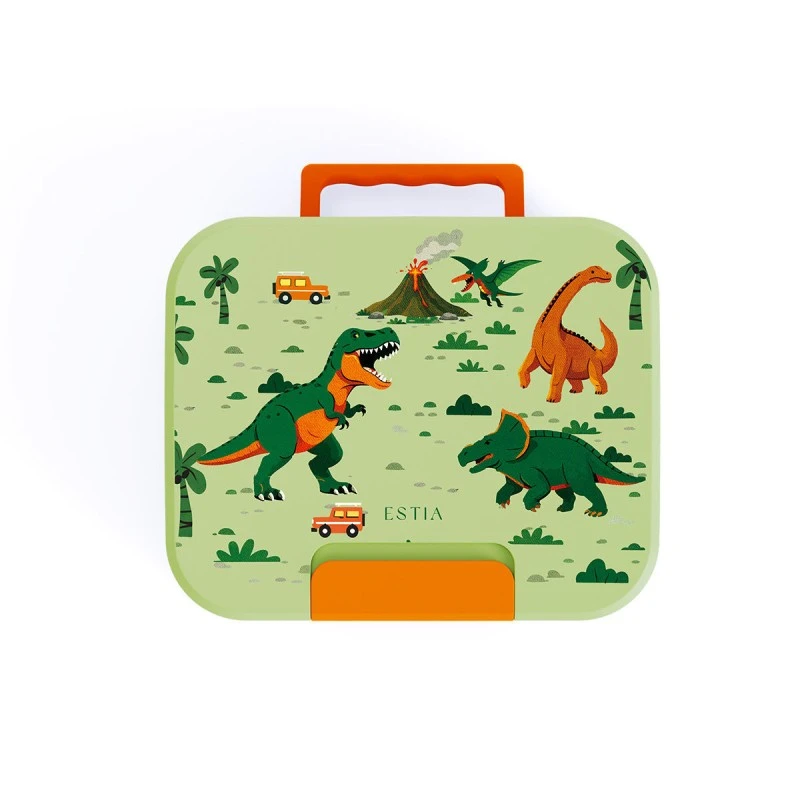 KIDS LUNCH BOX SAVE THE AEGEAN 750ml WITH 3 STAINLESS STEEL REMOVABLE COMPARTMENTS DINO EXPLORER