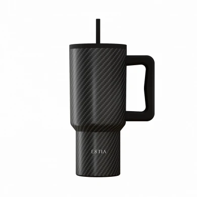 INSULATED STRAW TUMBLER XL SAVE THE AEGEAN 900ml CARBON FIBRE