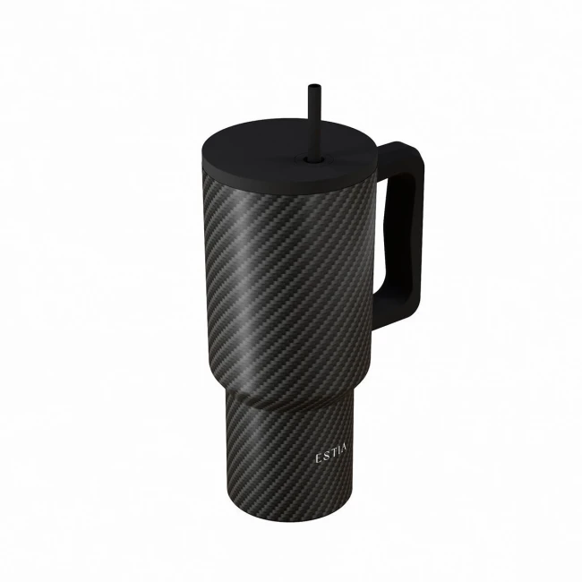 ESTIA ΘΕΡΜΟΣ STRAW TUMBLER XL SAVE THE AEGEAN 900ml CARBON FIBRE