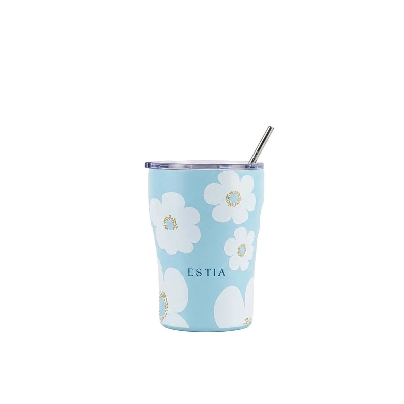 INSULATED COFFEE MUG SAVE THE AEGEAN 350ml BLUE DAISY