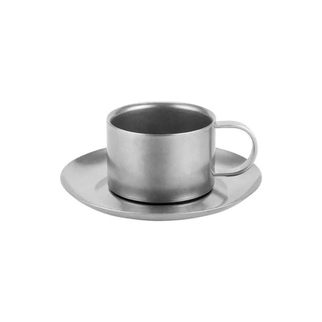 COFFEE CUP WITH SAUCER TAZZINA STAINLESS STEEL 80ml