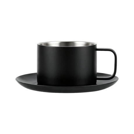 COFFEE CUP WITH SAUCER TAZZINA STAINLESS STEEL 250ml BLACK