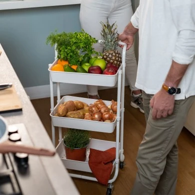 ORGANIZATION TROLLEY METALLIC 3-TIER 43x36x86cm WHITE