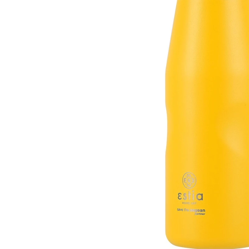 INSULATED BOTTLE TRAVEL FLASK SAVE THE AEGEAN 500ml PINEAPPLE YELLOW
