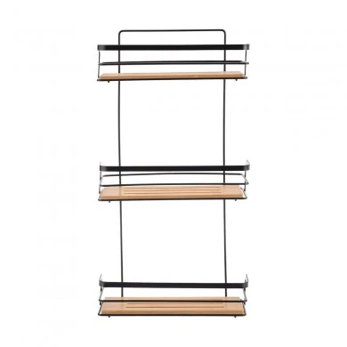 BATHROOM SHELVES BAMBOO ESSENTIALS METALLIC 3-TIER BLACK 25.5x10.5x49cm
