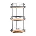 BATHROOM CORNER SHELVES BAMBOO ESSENTIALS METALLIC  3-TIER 49x19.5x19.5cm