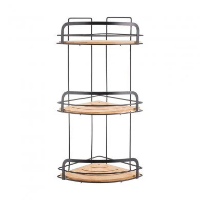 BATHROOM CORNER SHELVES BAMBOO ESSENTIALS METALLIC  3-TIER 49x19.5x19.5cm