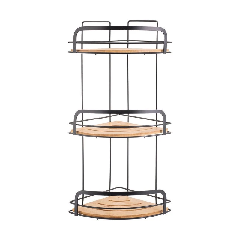 BATHROOM CORNER SHELVES BAMBOO ESSENTIALS METALLIC  3-TIER 49x19.5x19.5cm