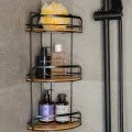 BATHROOM CORNER SHELVES BAMBOO ESSENTIALS METALLIC  3-TIER 49x19.5x19.5cm