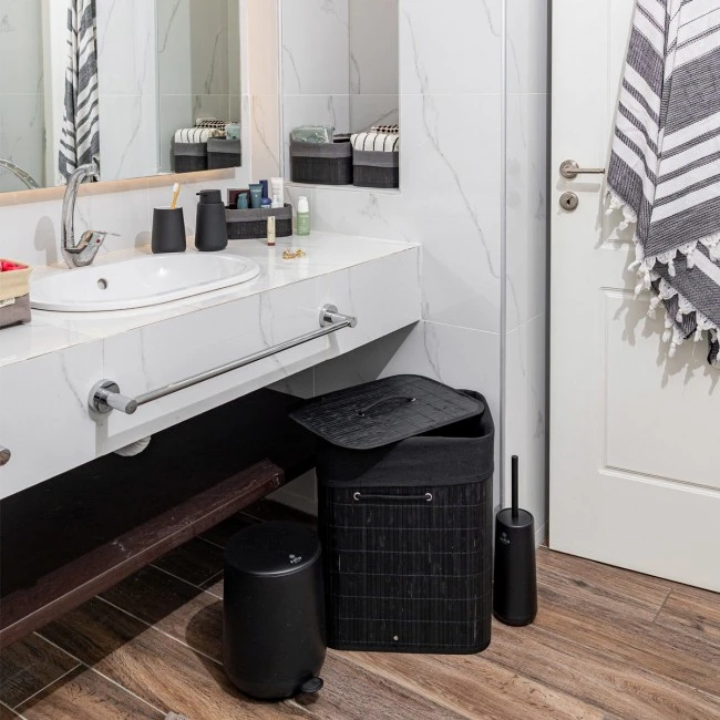 ESTIA ΚΑΛΑΘΙ ΑΠΛΥΤΩΝ BAMBOO ESSENTIALS ΠΤΥΣΣΟΜΕΝΟ ΟΡΘΟΓΩΝΙΟ 60lt ΜΑΥΡΟ