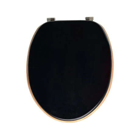 TOILET SEAT BAMBOO ESSENTIALS WITH ADJUSTABLE STAINLESS STEEL HINGES BLACK