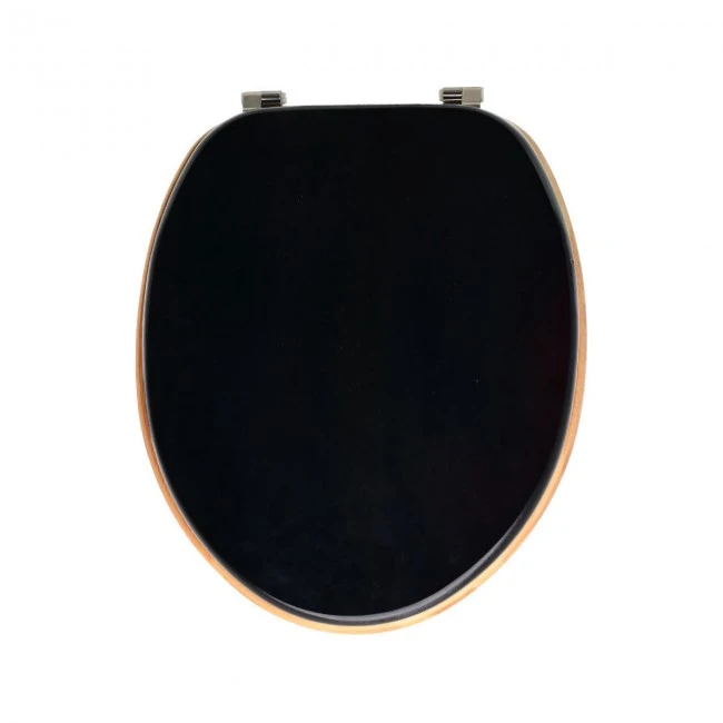 TOILET SEAT BAMBOO ESSENTIALS WITH ADJUSTABLE STAINLESS STEEL HINGES BLACK