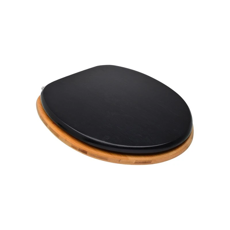 TOILET SEAT BAMBOO ESSENTIALS WITH ADJUSTABLE STAINLESS STEEL HINGES BLACK