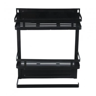 KITCHEN RACK METAL DOUBLE TIER 30x11x37cm WITH PAPER TOWEL HOLDER