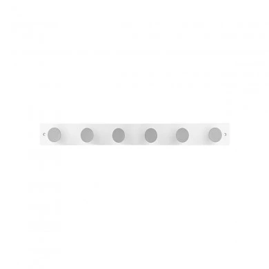 WALL HANGER WOODEN 60x6x6cm 6 HOOKS WHITE