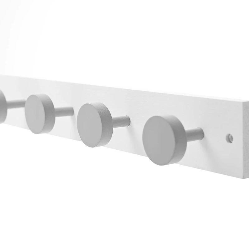 WALL HANGER WOODEN 60x6x6cm 6 HOOKS WHITE