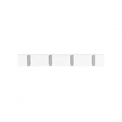 WALL HANGER WOODEN 40x5.5x1.8cm WITH 4 FOLDABLE HOOKS WHITE
