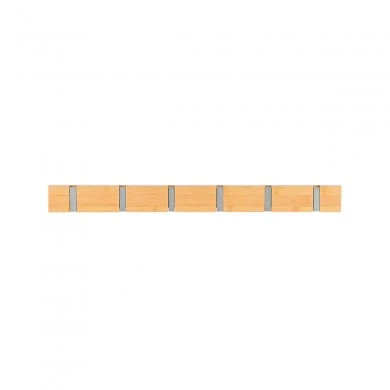 WALL HANGER WOODEN 60x5.5x1.8cm WITH 6 FOLDABLE HOOKS