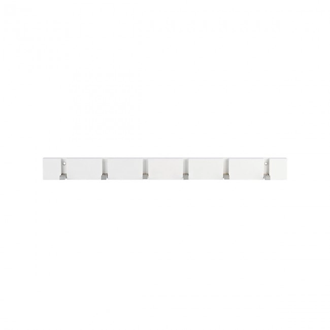 ESTIA ΚΡΕΜΑΣΤΡΑ ΤΟΙΧΟΥ ΞΥΛΙΝΗ 60x5.5x1.8cm 6 ΘΕΣΕΩΝ ΜΕ ΑΝΑΔΙΠΛΟΥΜΕΝΟΥΣ ΓΑΝΤΖΟΥΣ ΛΕΥΚΗ