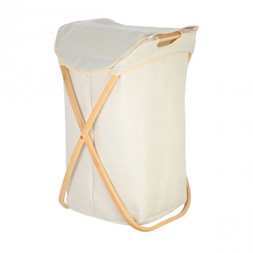 ESTIA ΚΑΛΑΘΙ ΑΠΛΥΤΩΝ BAMBOO ESSENTIALS 40x40x70cm ΜΕ ΘΗΚΗ ΠΟΛΥΕΣΤΕΡΑ ΠΤΥΣΣΟΜΕΝΟ ΜΠΕΖ