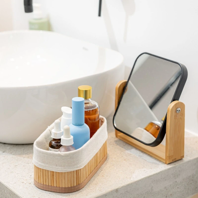 TABLE MIRROR BAMBOO ESSENTIALS ROTATING DOUBLE-SIDED