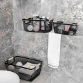 STORAGE BASKET METALLIC WITH WOODEN HANDLES 35x23x16cm BLACK