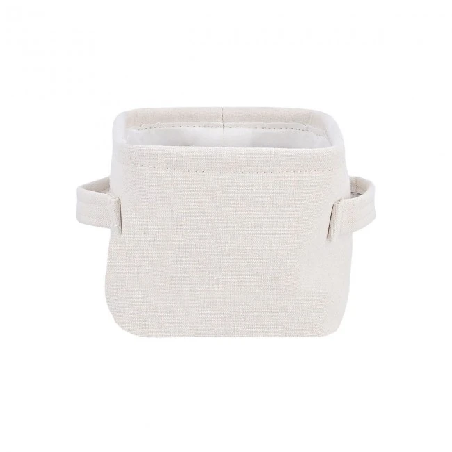 STORAGE &amp; ORGANIΖER BOX IVORY 13.5x12.5x10.5cm WITH HANDLES