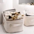 STORAGE &amp; ORGANIΖER BOX IVORY 13.5x12.5x10.5cm WITH HANDLES
