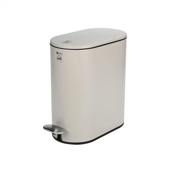 BATHROOM BIN SLIM SOFT CLOSE 5lt MATTE TAUPE
