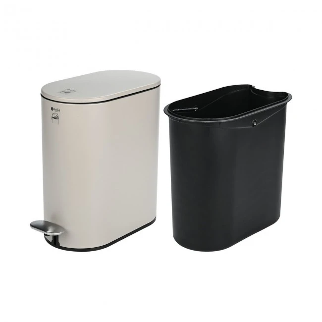 BATHROOM BIN SLIM SOFT CLOSE 5lt MATTE TAUPE