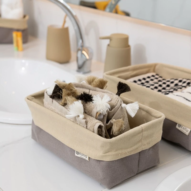 STORAGE BASKET FJORD WITH INTERNAL CLOTHING 20x10x10cm DRIFTWOOD