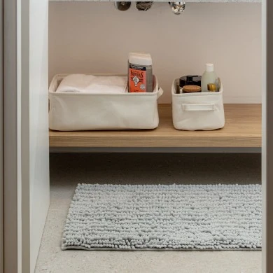 BATHROOM MAT SHAGGY 80x50cm POLYESTER LIGHT GREY