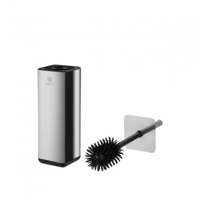 TOILET BRUSH CUBIC STAINLESS STEEL WITH PLASTIC CONTAINER 25cm INOX