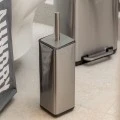 TOILET BRUSH CUBIC STAINLESS STEEL WITH PLASTIC CONTAINER 25cm INOX