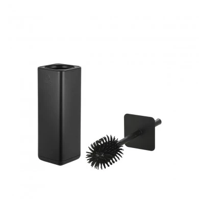 TOILET BRUSH CUBIC METALLIC WITH PLASTIC CONTAINER 25cm BLACK