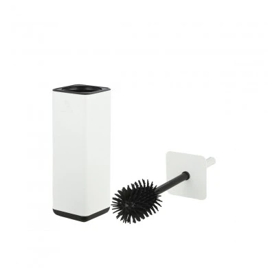 TOILET BRUSH CUBIC METALLIC WITH PLASTIC CONTAINER 25cm WHITE