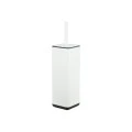 TOILET BRUSH CUBIC METALLIC WITH PLASTIC CONTAINER 25cm WHITE