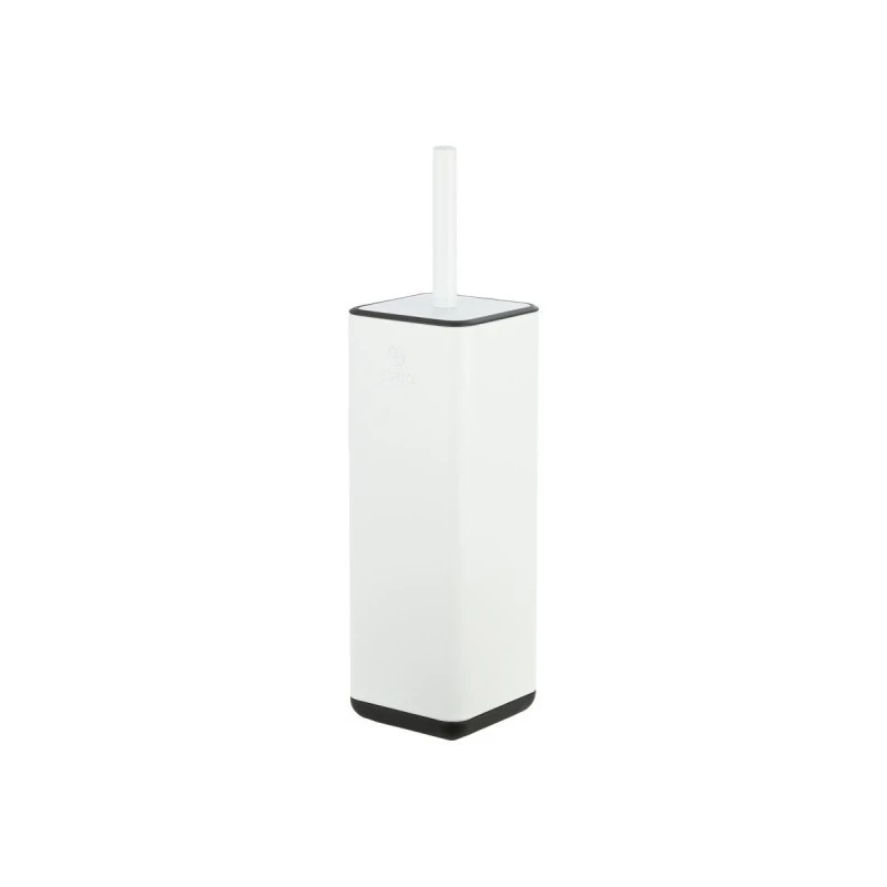 TOILET BRUSH CUBIC METALLIC WITH PLASTIC CONTAINER 25cm WHITE