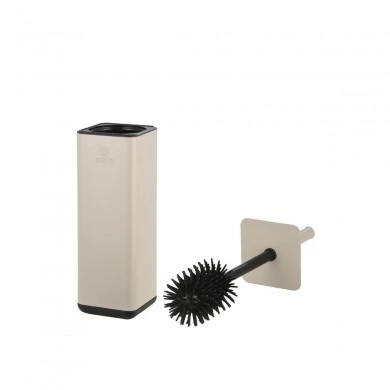 TOILET BRUSH CUBIC METALLIC WITH PLASTIC CONTAINER 25cm TAUPE