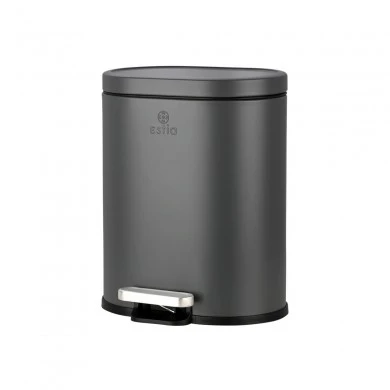 BATHROOM BIN OVOID SOFT CLOSE 6lt GREY