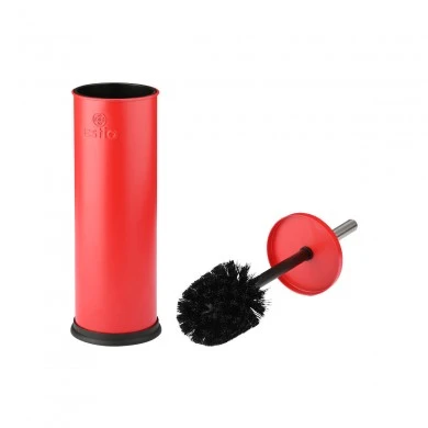 TOILET BRUSH CLASSIC METALLIC 23cm WITH PLASTIC CONTAINER MATTE RED